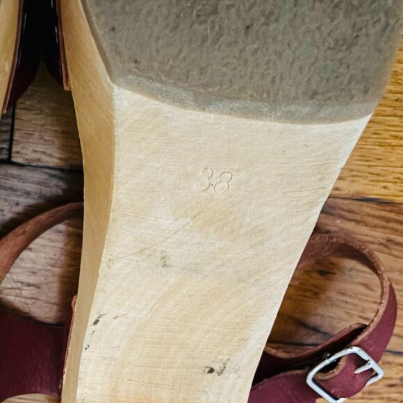 Swedish Hasbeen Merci Strap Clog Sandal In Bordeaux  Burgundy Size 38 Size 7.5 - Picture 6 of 7